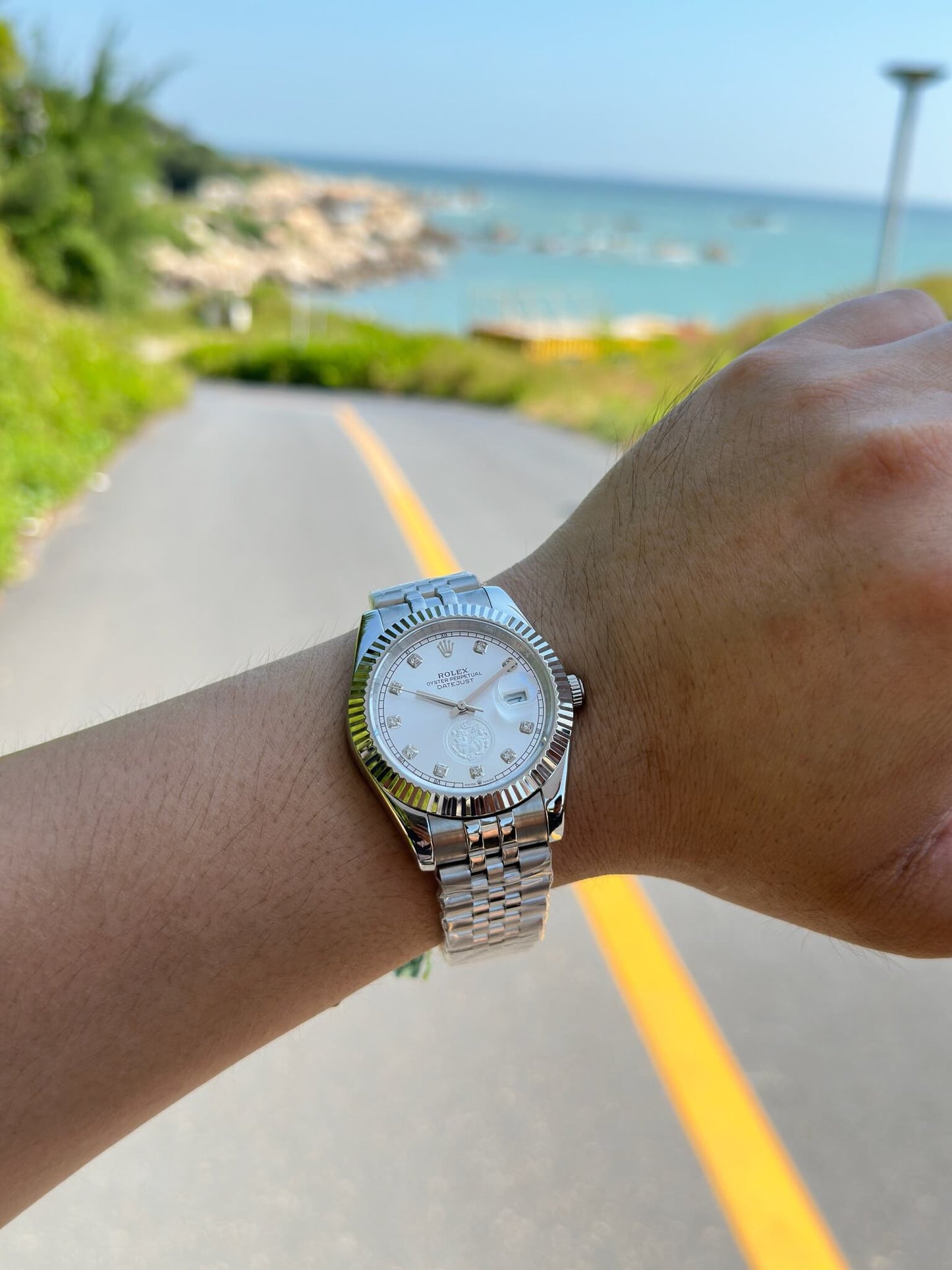 Rolex Datejust 41mm Stainless Steel with White Dial and Diamond Markers