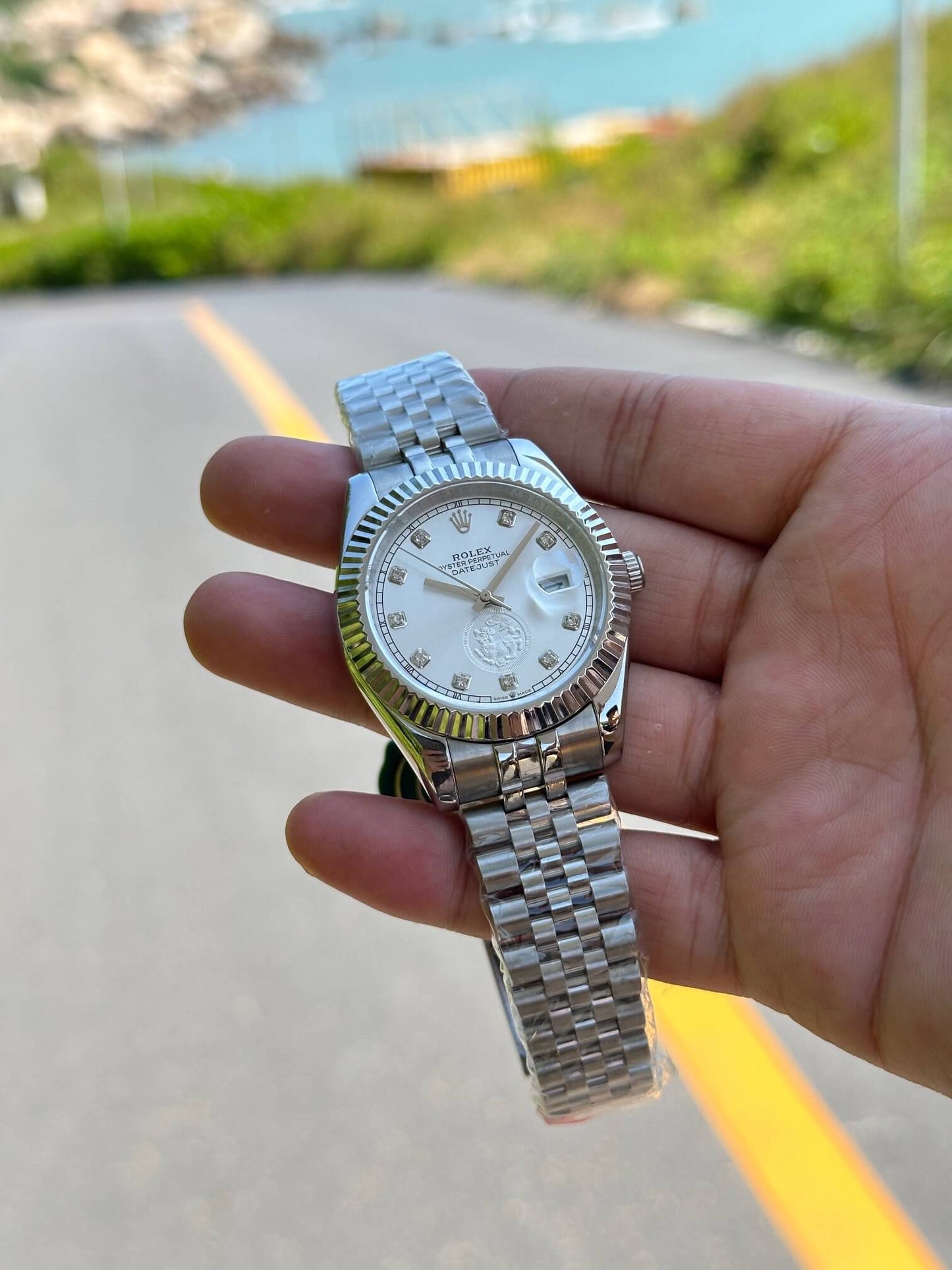 Rolex Datejust 41mm Stainless Steel with White Dial and Diamond Markers