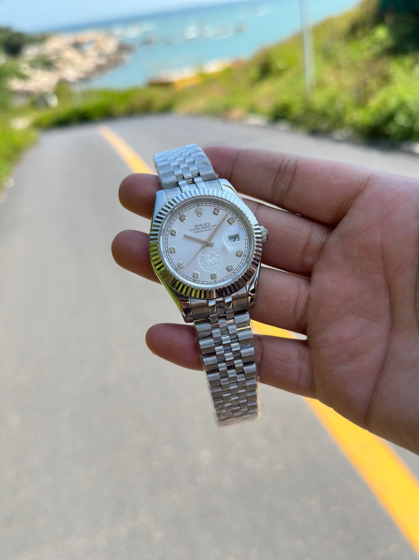 Rolex Datejust 41mm Stainless Steel with White Dial and Diamond Markers