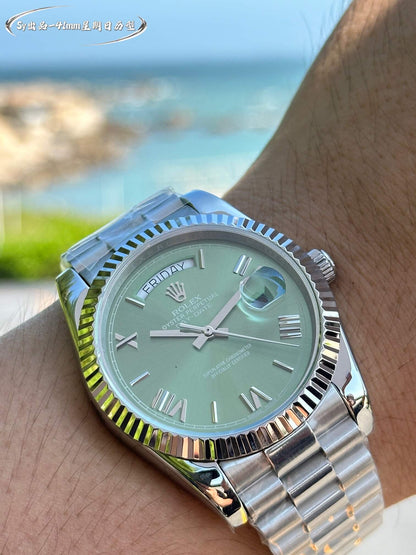 Rolex Day-Date 40 White Gold with Green Roman Dial