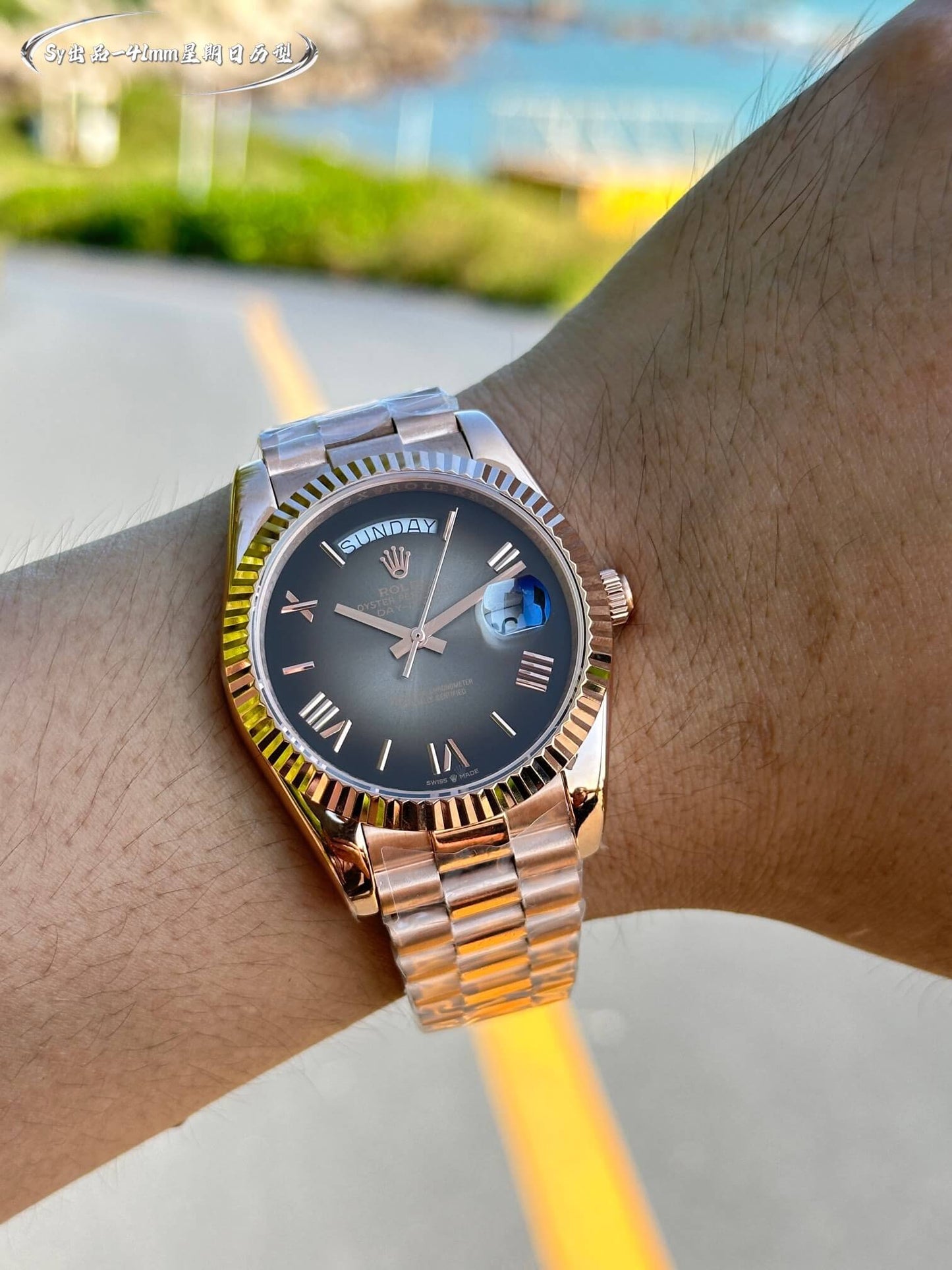 Rolex Day-Date 40mm Rose Gold "Dark Gray Dial"