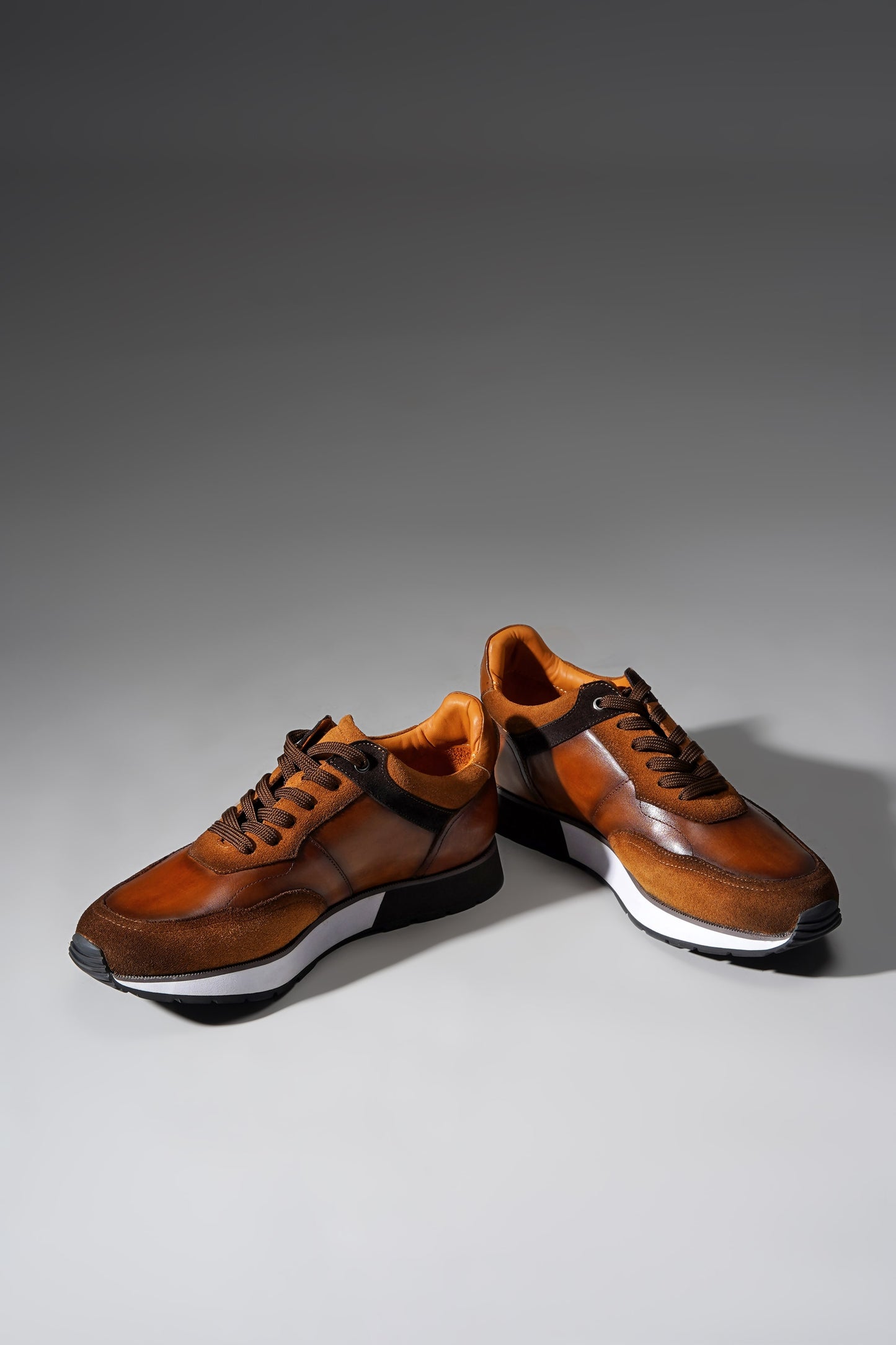 HolloShoe Tan Mix Leather Hybrid Sneakers