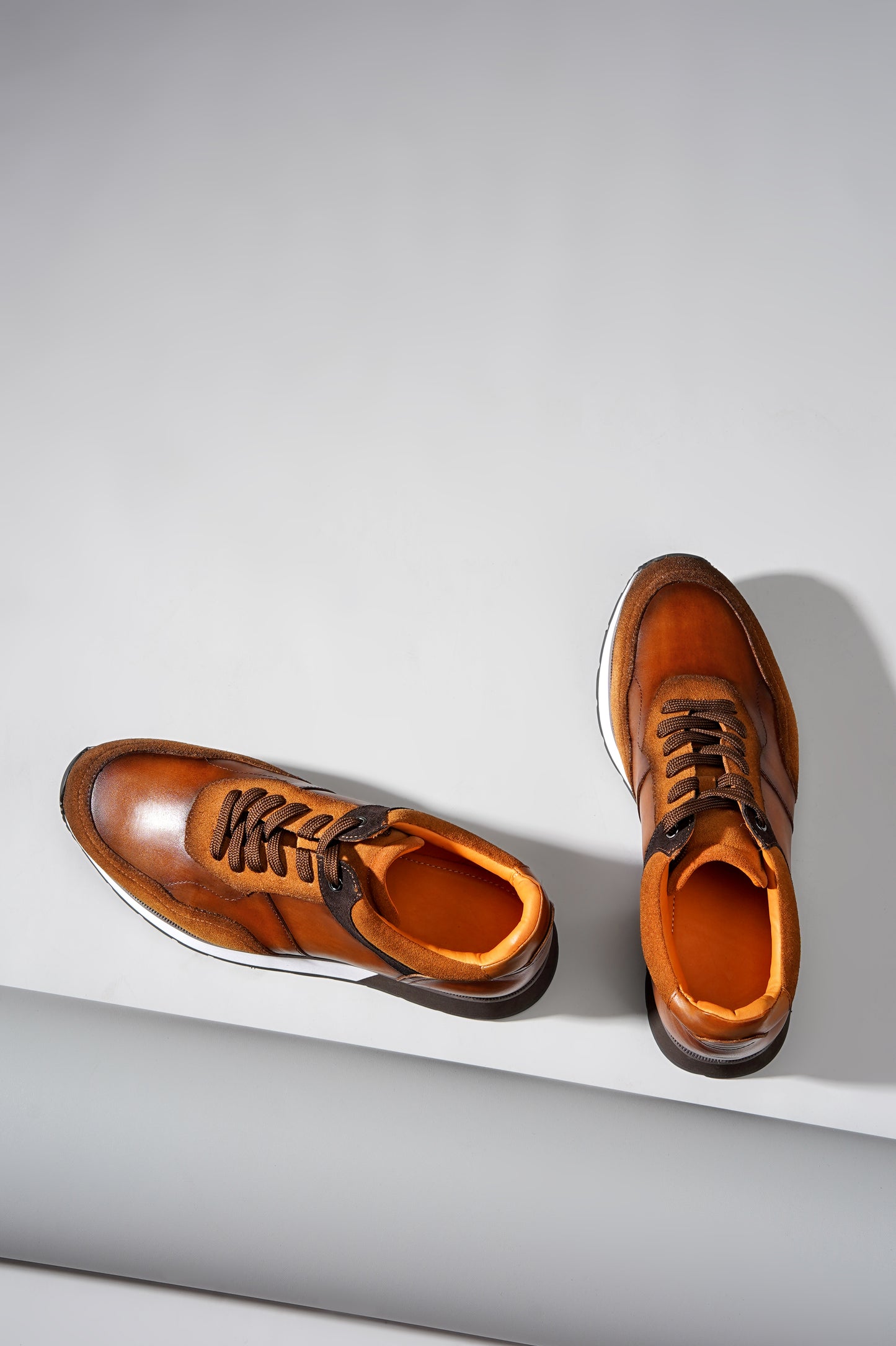 HolloShoe Tan Mix Leather Hybrid Sneakers