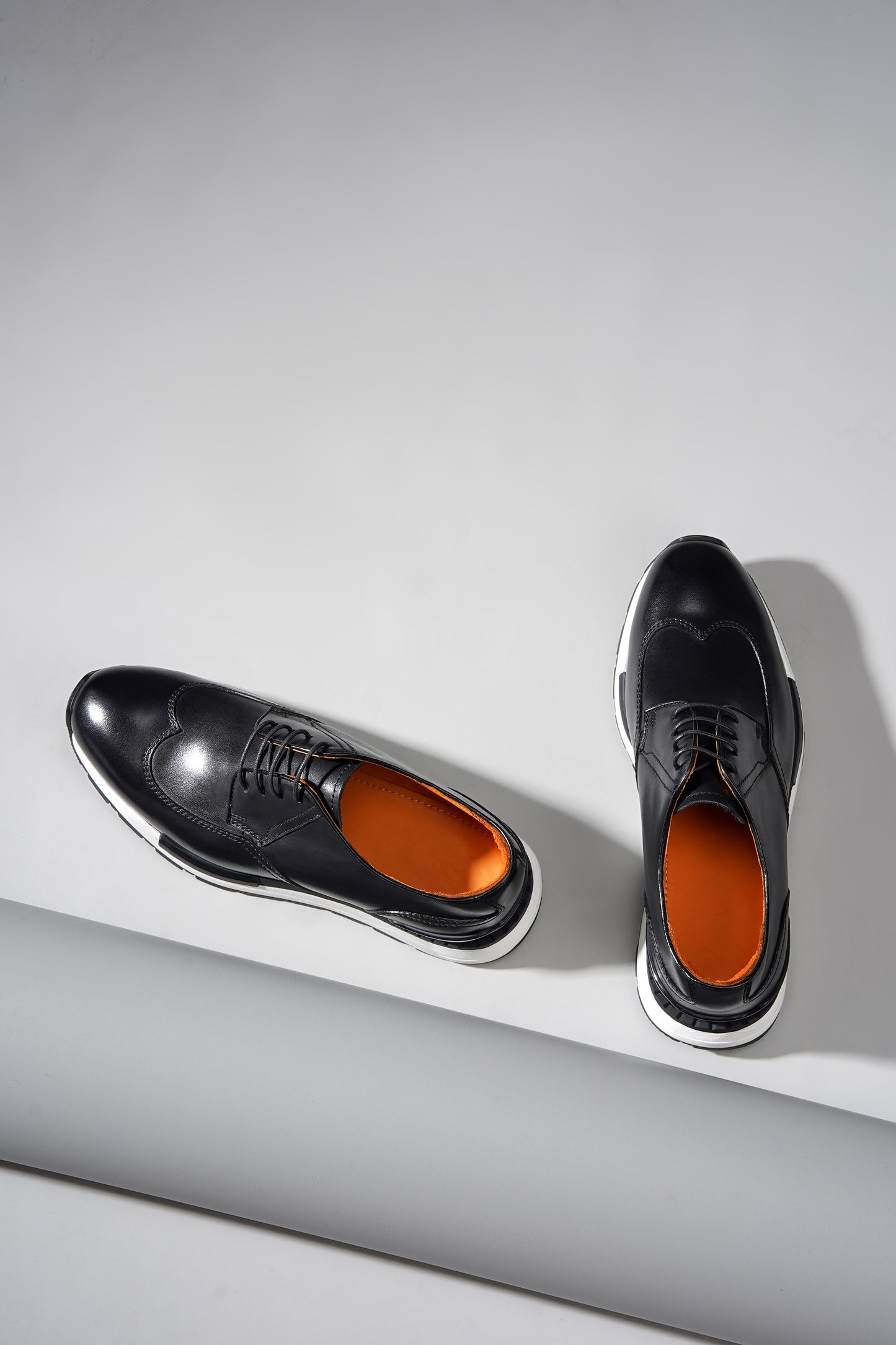 Men's Black Leather Wingtip Derby Sneakers