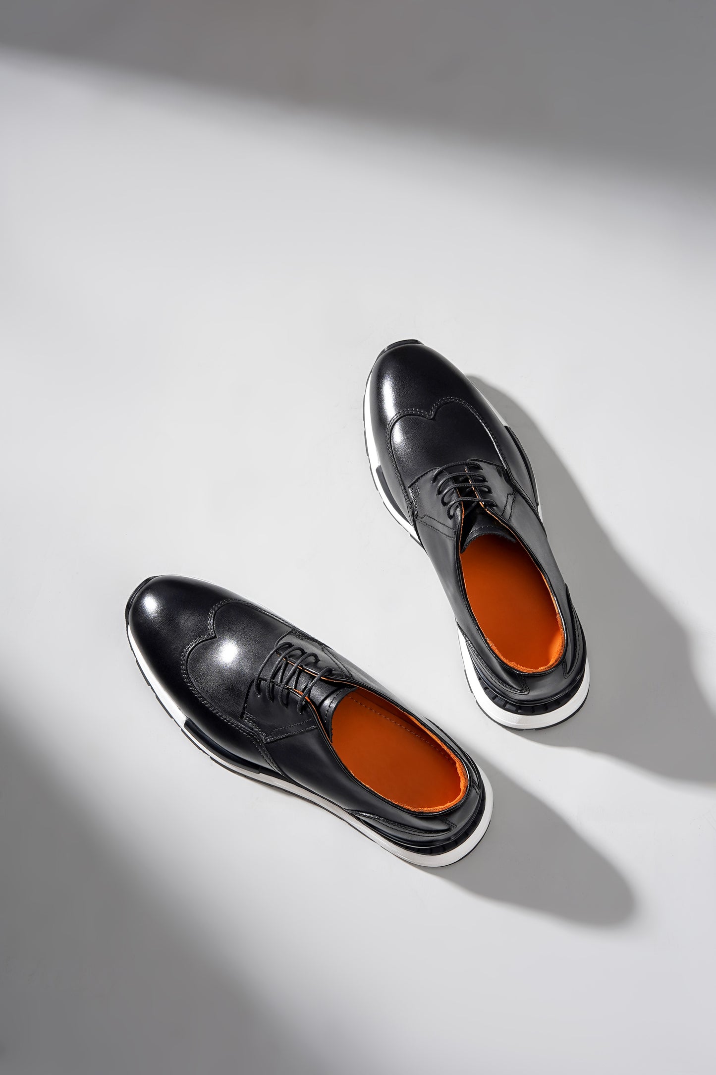 Men's Black Leather Wingtip Derby Sneakers