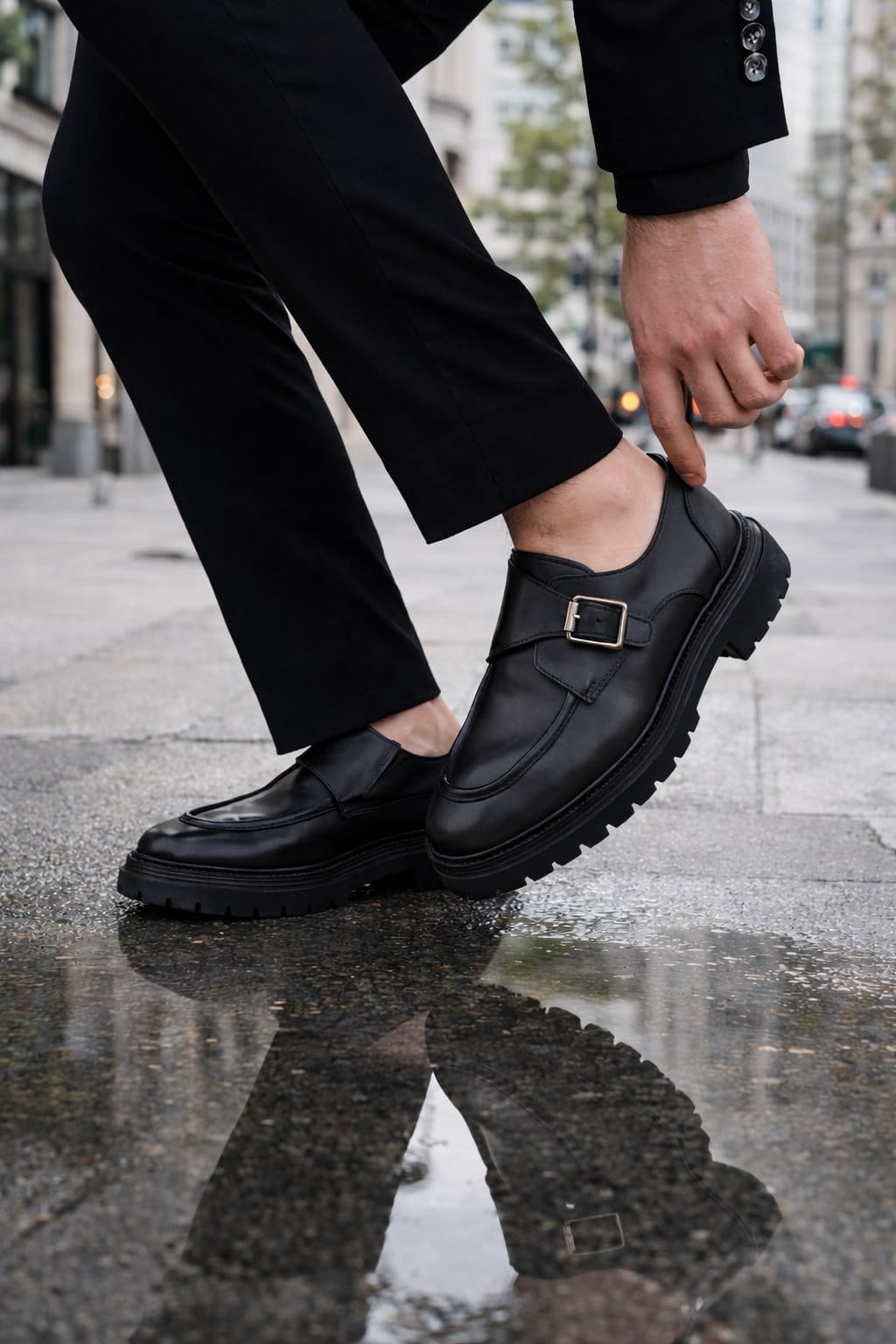 Chamonix Monk Strap — Midnight Black | HolloShoe