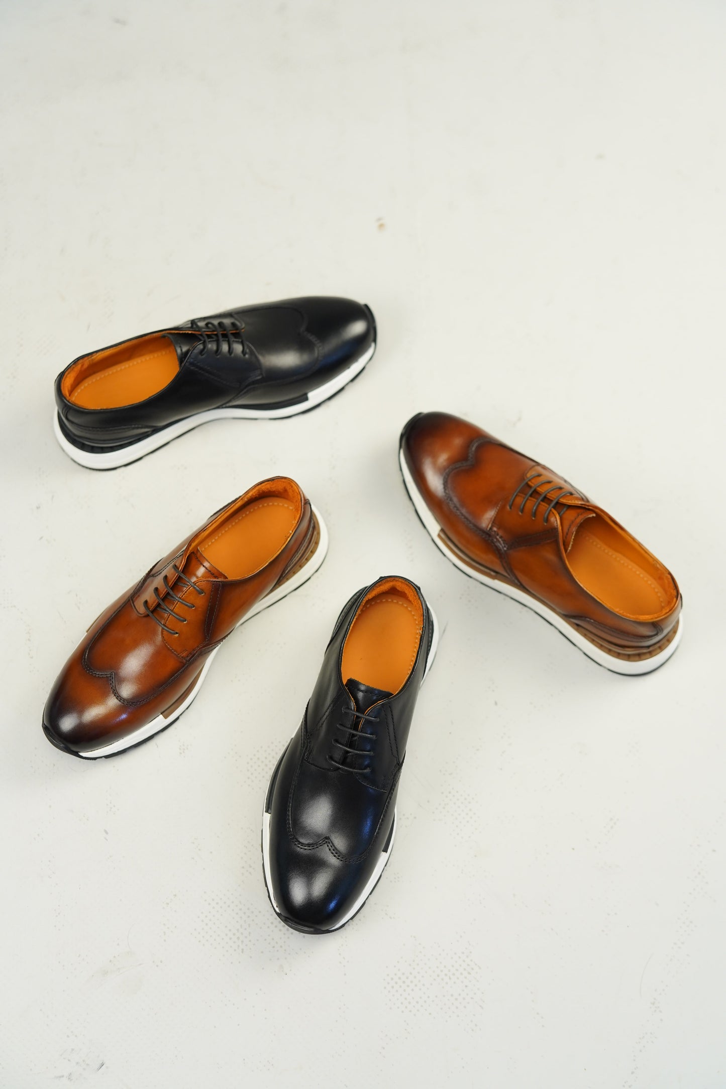 Urban Pro Tan Leather Wingtip Derby Sneakers for Men