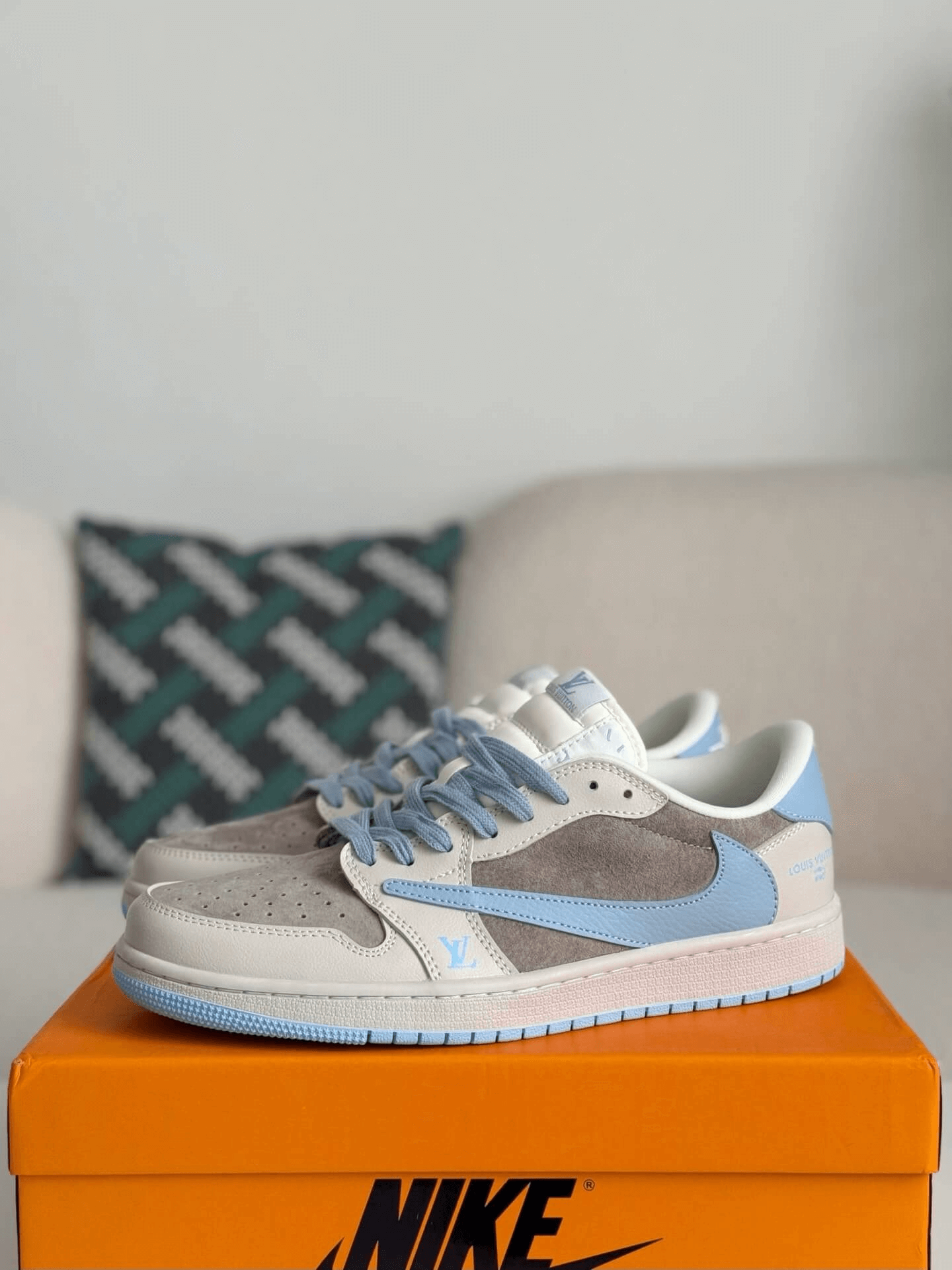 Louis Vuitton LV x Travis Scott x Nike Air Jordan 1 Low OG SP Sneakers