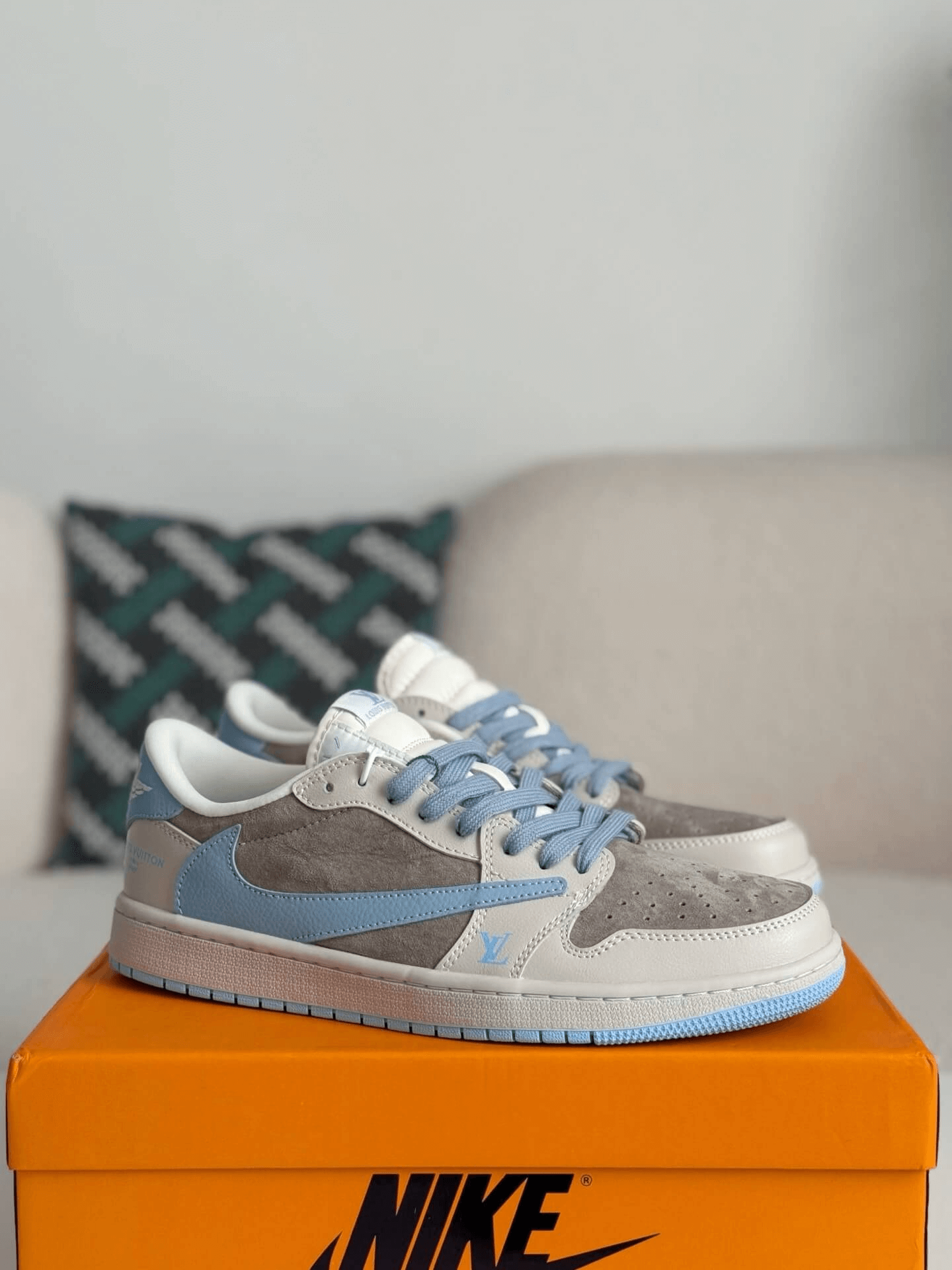 Louis Vuitton LV x Travis Scott x Nike Air Jordan 1 Low OG SP Sneakers