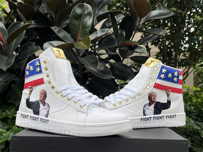 Donald Trump's FIGHT FIGHT FIGHT High Tops White Sneakers