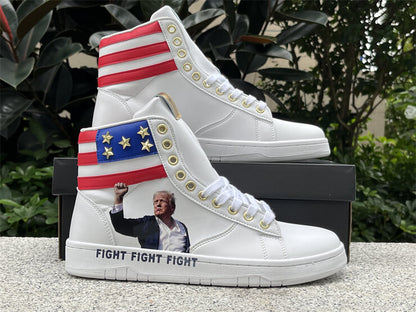 Donald Trump's FIGHT FIGHT FIGHT High Tops White Sneakers