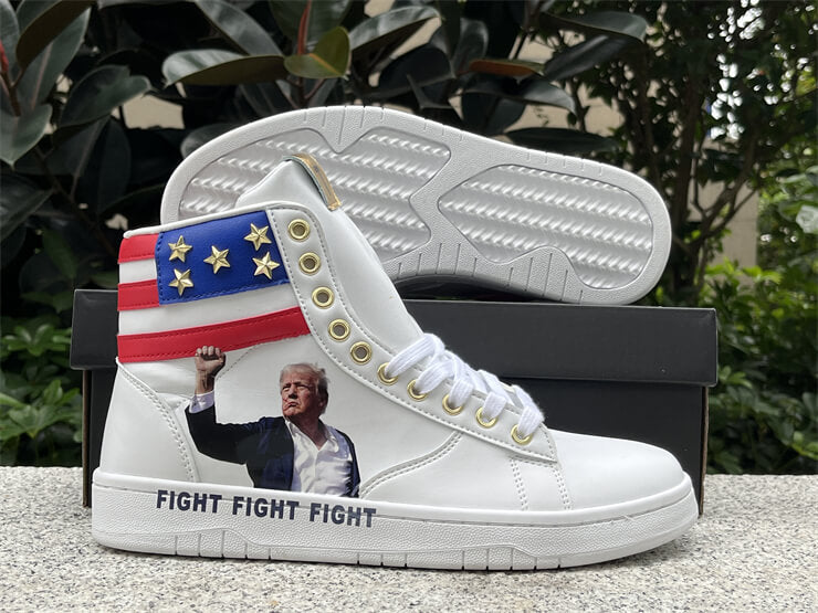 Donald Trump's FIGHT FIGHT FIGHT High Tops White Sneakers