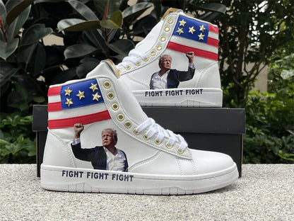 Donald Trump's FIGHT FIGHT FIGHT High Tops White Sneakers