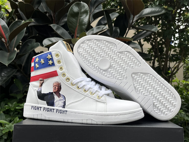 Donald Trump's FIGHT FIGHT FIGHT High Tops White Sneakers