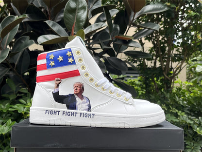 Donald Trump's FIGHT FIGHT FIGHT High Tops White Sneakers