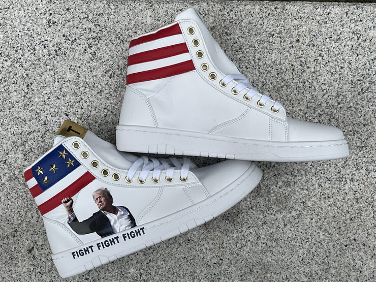 Donald Trump's FIGHT FIGHT FIGHT High Tops White Sneakers