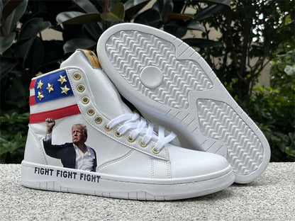 Donald Trump's FIGHT FIGHT FIGHT High Tops White Sneakers