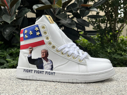 Donald Trump's FIGHT FIGHT FIGHT High Tops White Sneakers