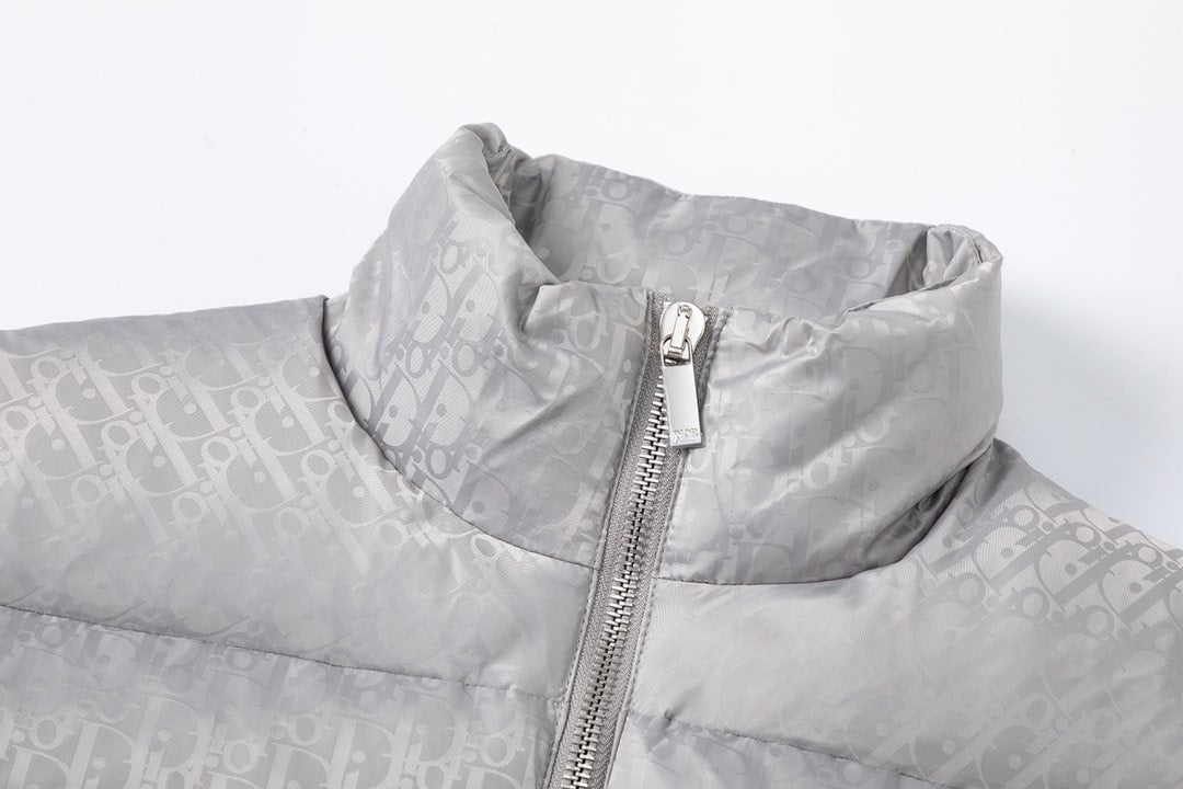 Dior Oblique Silver Quilted Down Jacket