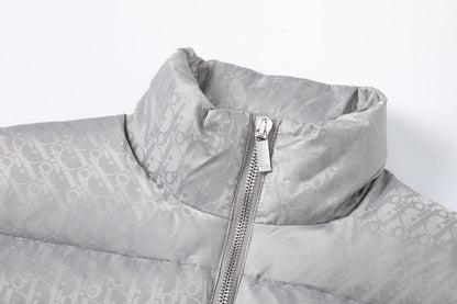 Dior Oblique Silver Quilted Down Jacket