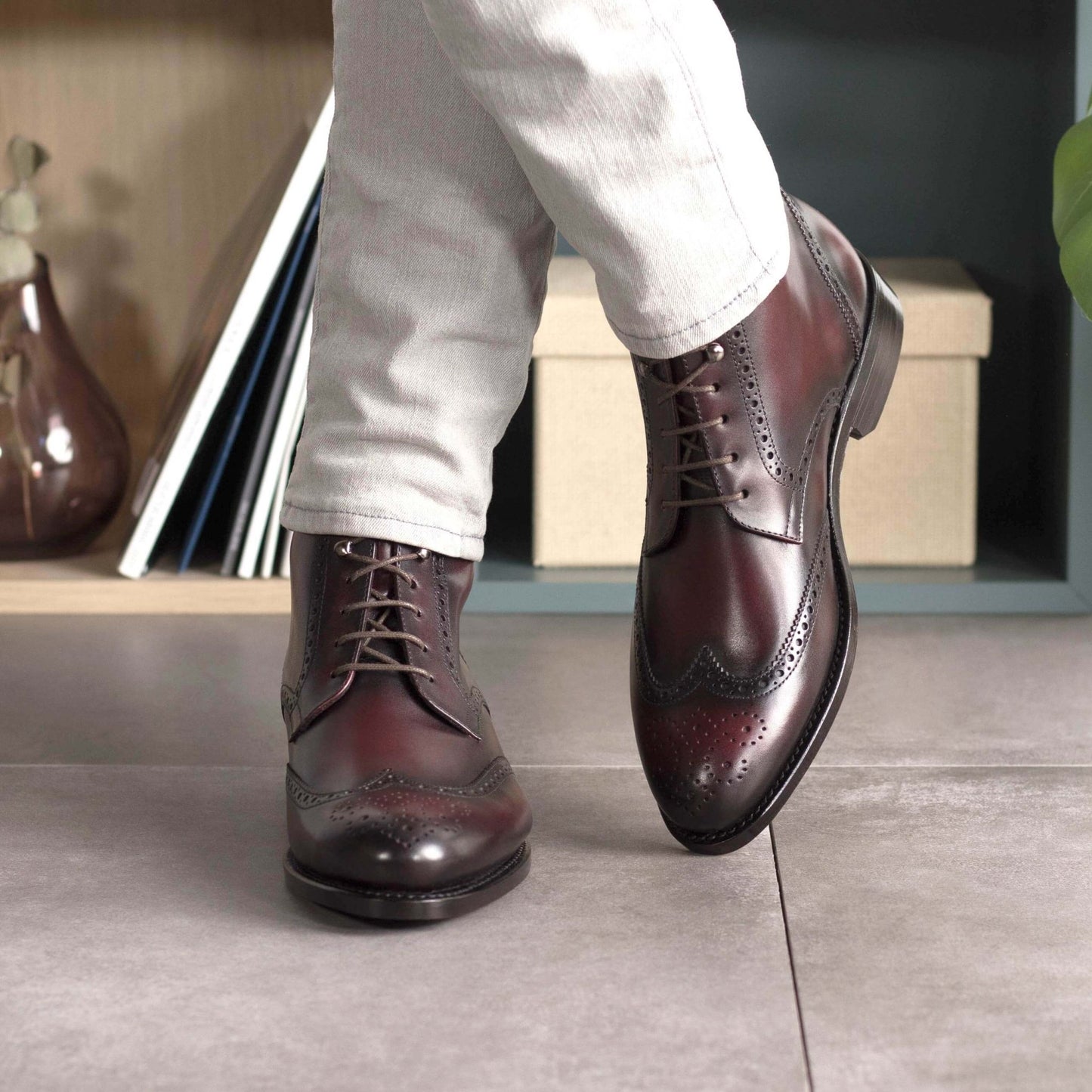 mens burgundy dress boots Handcrafted Men's Burgundy Leather Oxford Toe Cap Dress, Top Fashion Boots Men