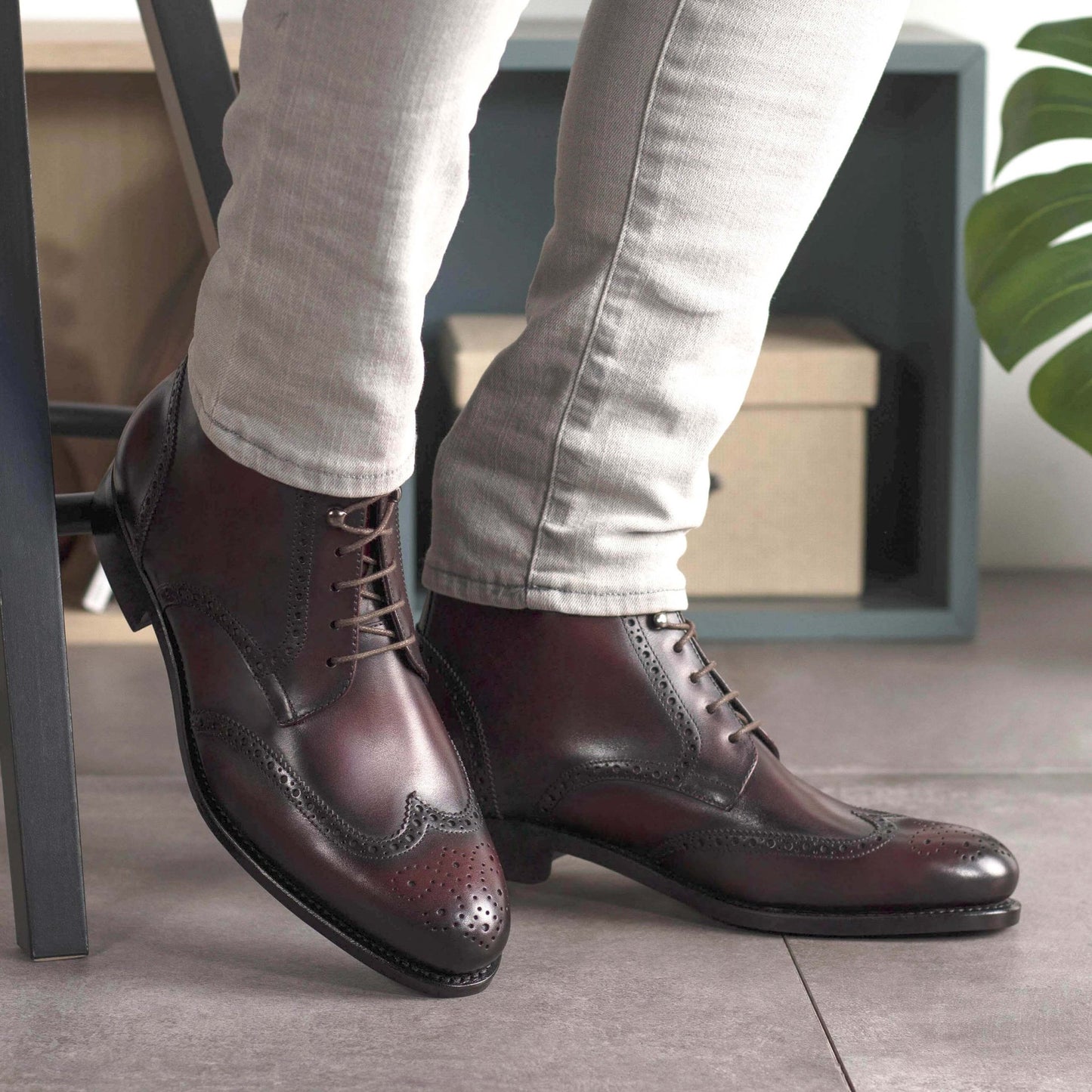 burgundy dress boots Dalia Petite Shaft Knee-High Boots in Burgundy Leather