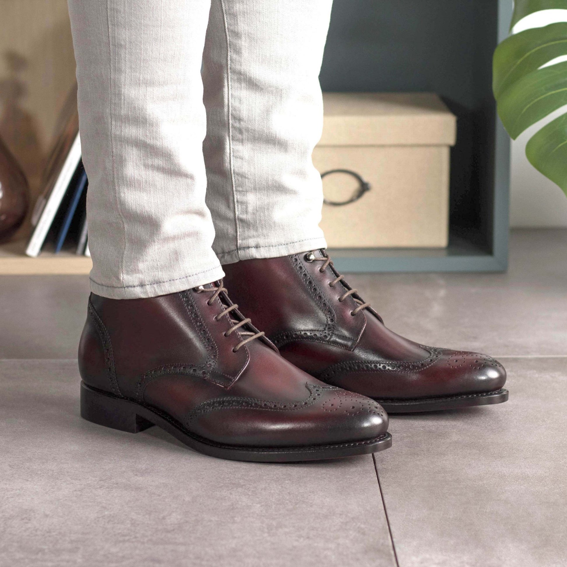 Lyon Brogue Dress Boot — Burgundy