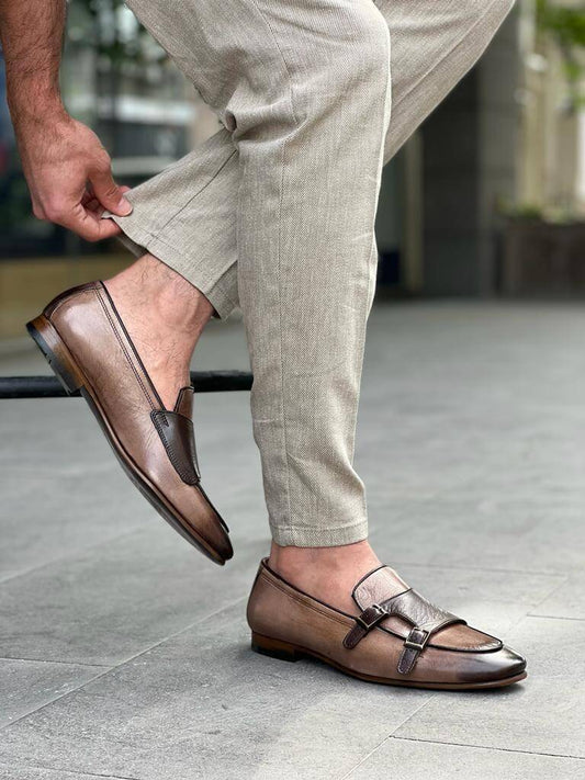 Beige Monk Strap - Hollo Shoe