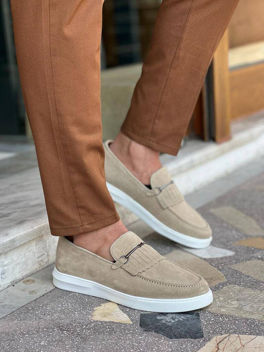 Beige Suede Hazel Slip - Ons - Hollo Shoe