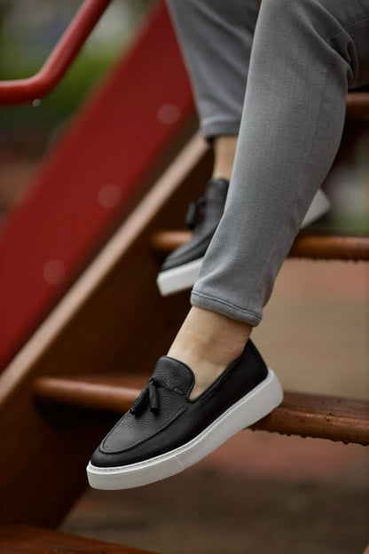 Black Tassel Slip ons - Hollo Shoe