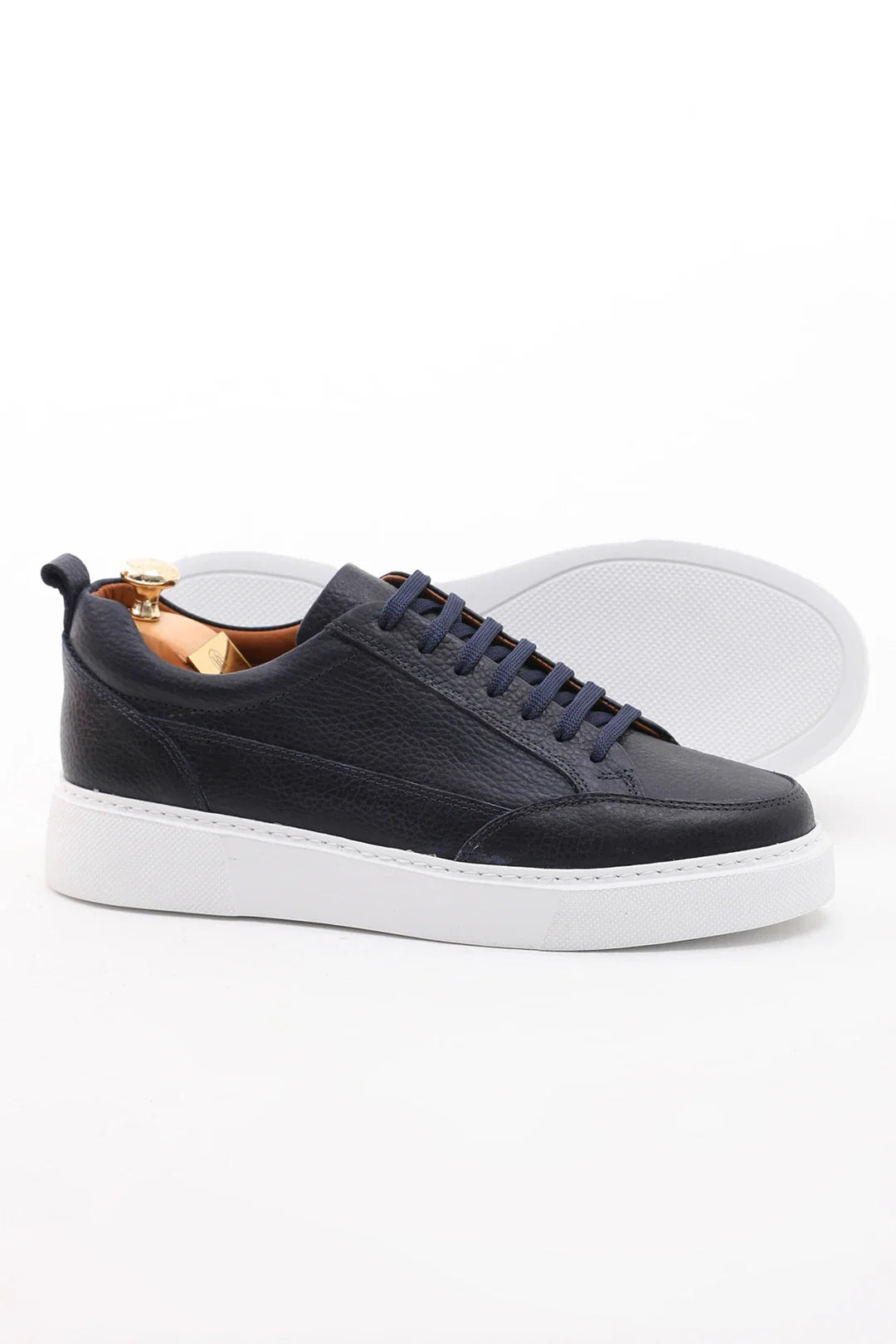  Oceanic Blue Luxe Leather Sneakers with EVA base and genuine floater leather finish.