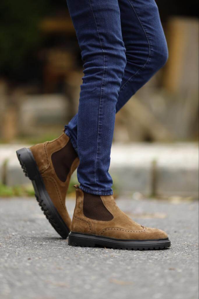 Brown Nubuck Chelsea Boots - Hollo Shoe