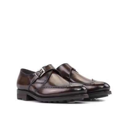 Brown Patina Single Monk Strap - Hollo Shoe