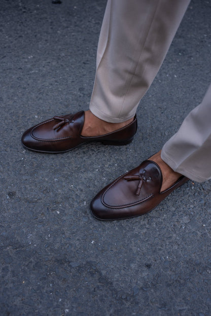 Brown Tassel Loafers - Hollo Shoe