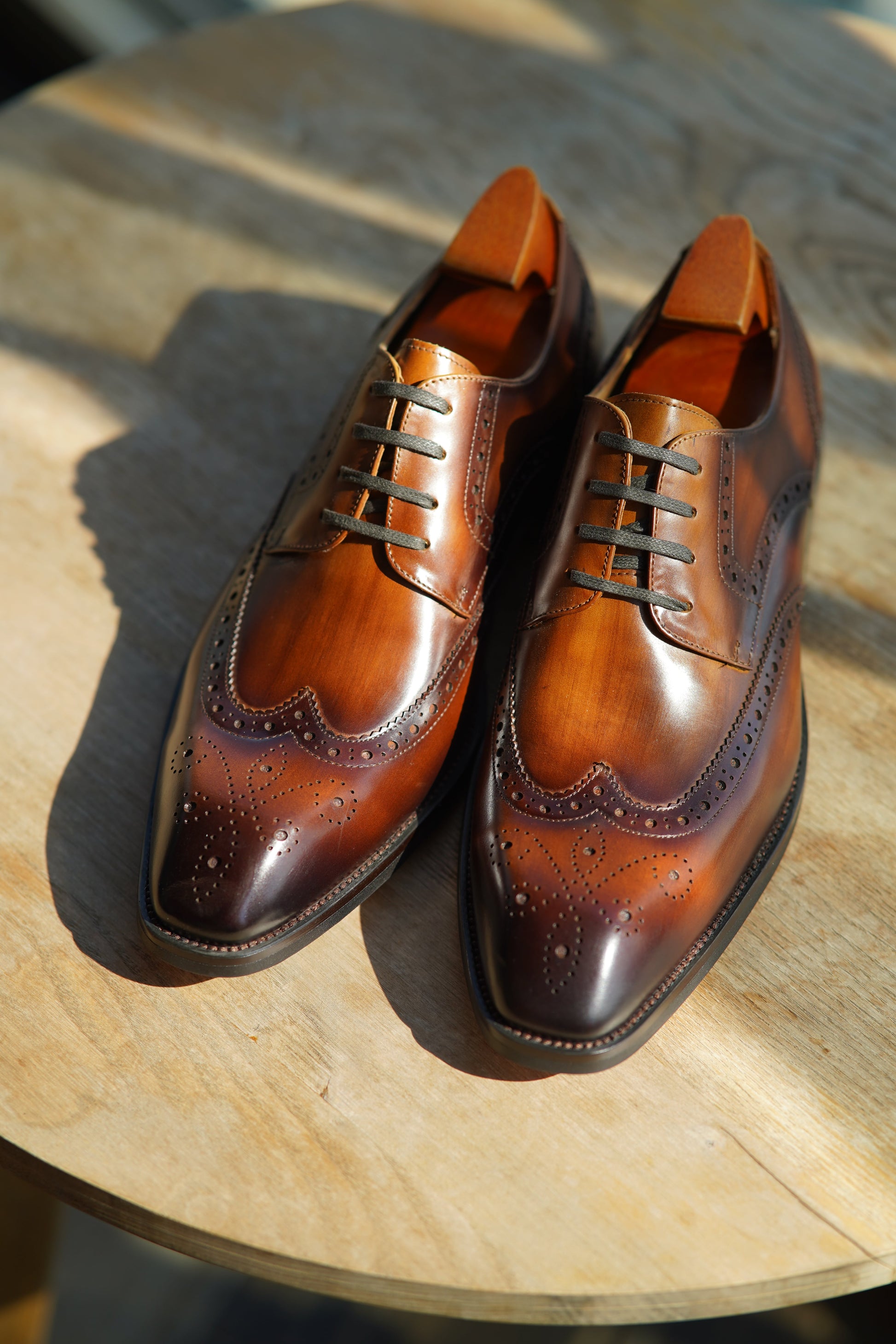 Handmade Brown Wingtip Derby Shoes