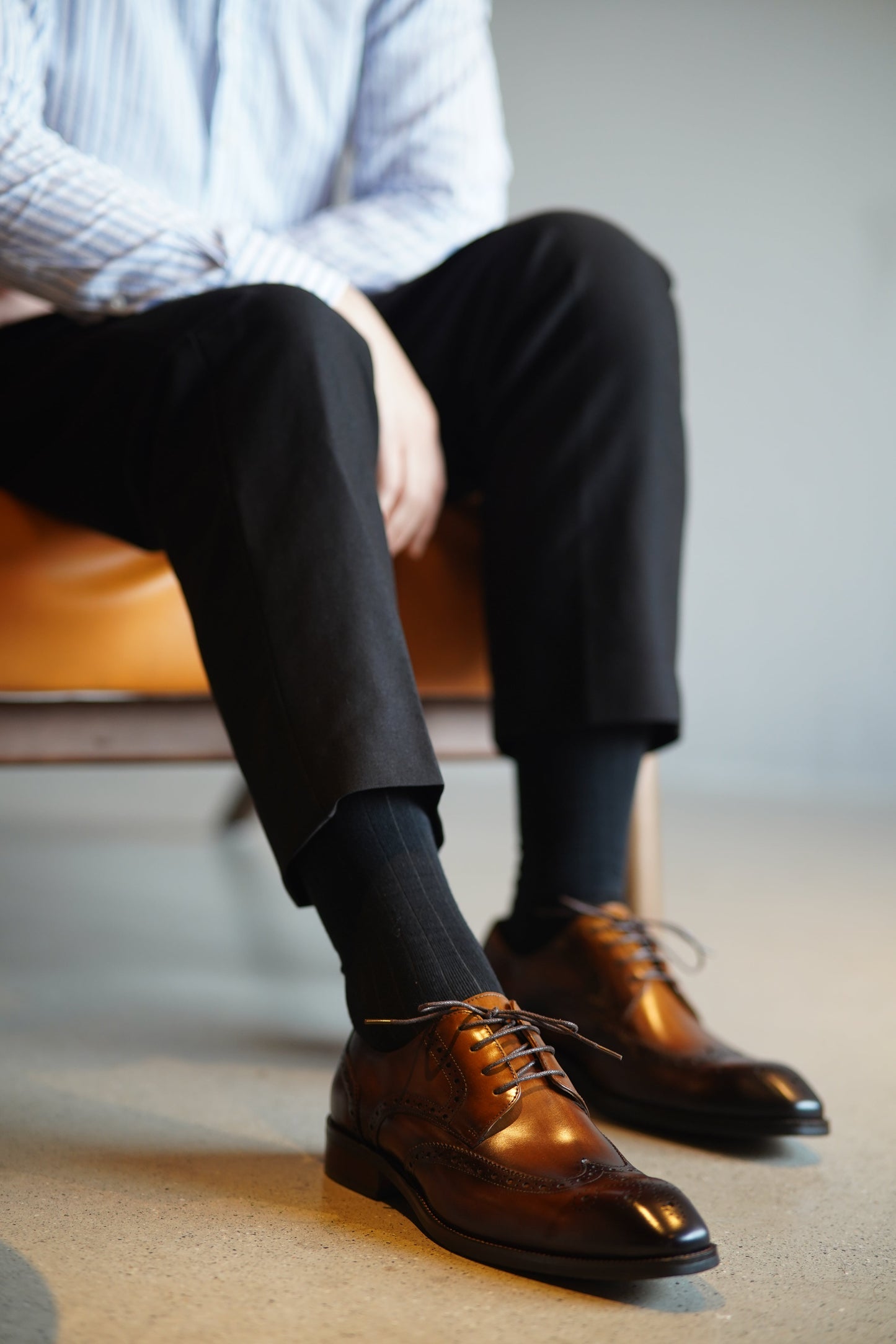 Handmade Brown Wingtip Derby Shoes