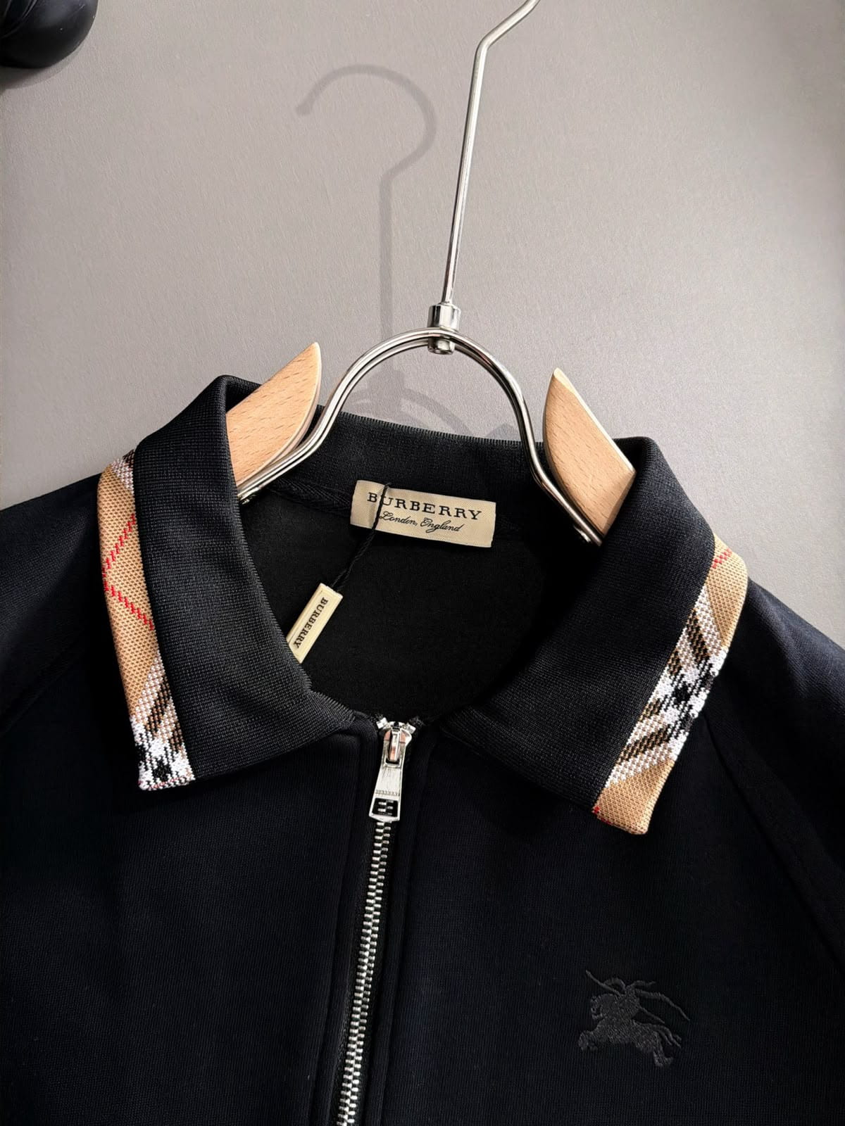 Burberry Black Vintage Check Collar & Stripe EKD Tracksuit Set