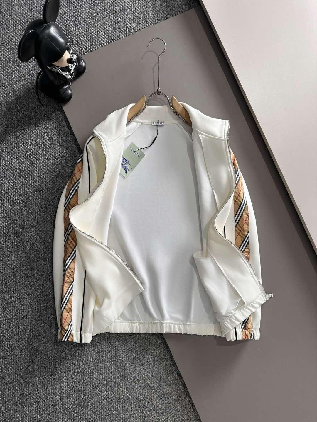 Burberry Cream Vintage Check Stripe EKD Embroidered Tracksuit Set