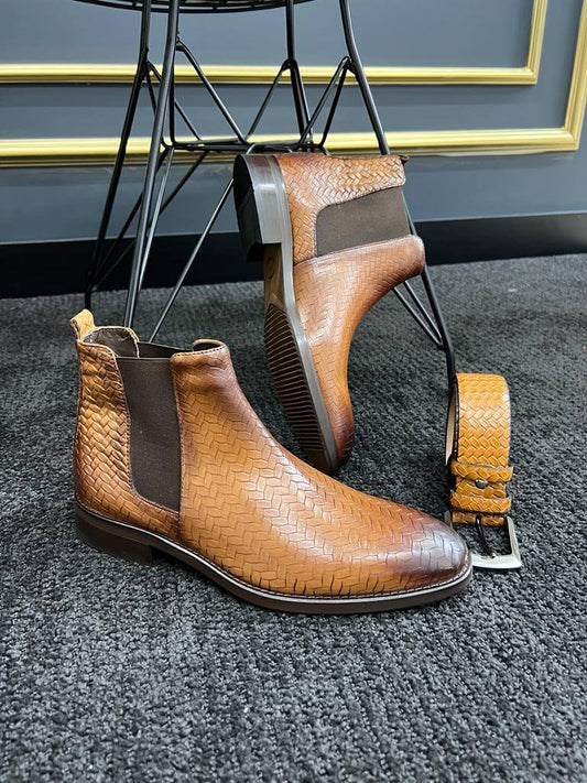 Camel Chelsea Boots - Hollo Shoe