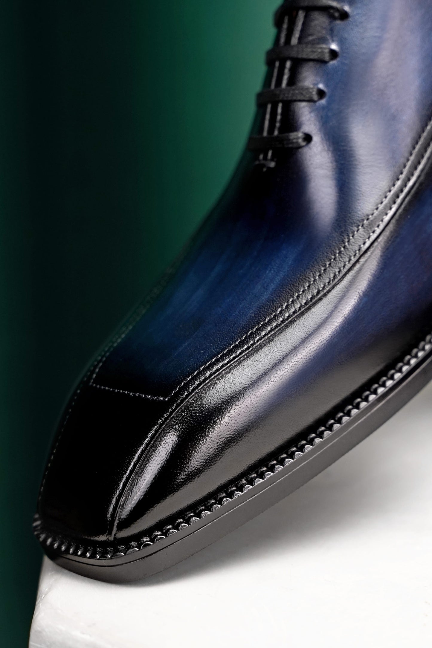 Cannes Chiseled Square-Toe Oxford — Patina Navy Leather