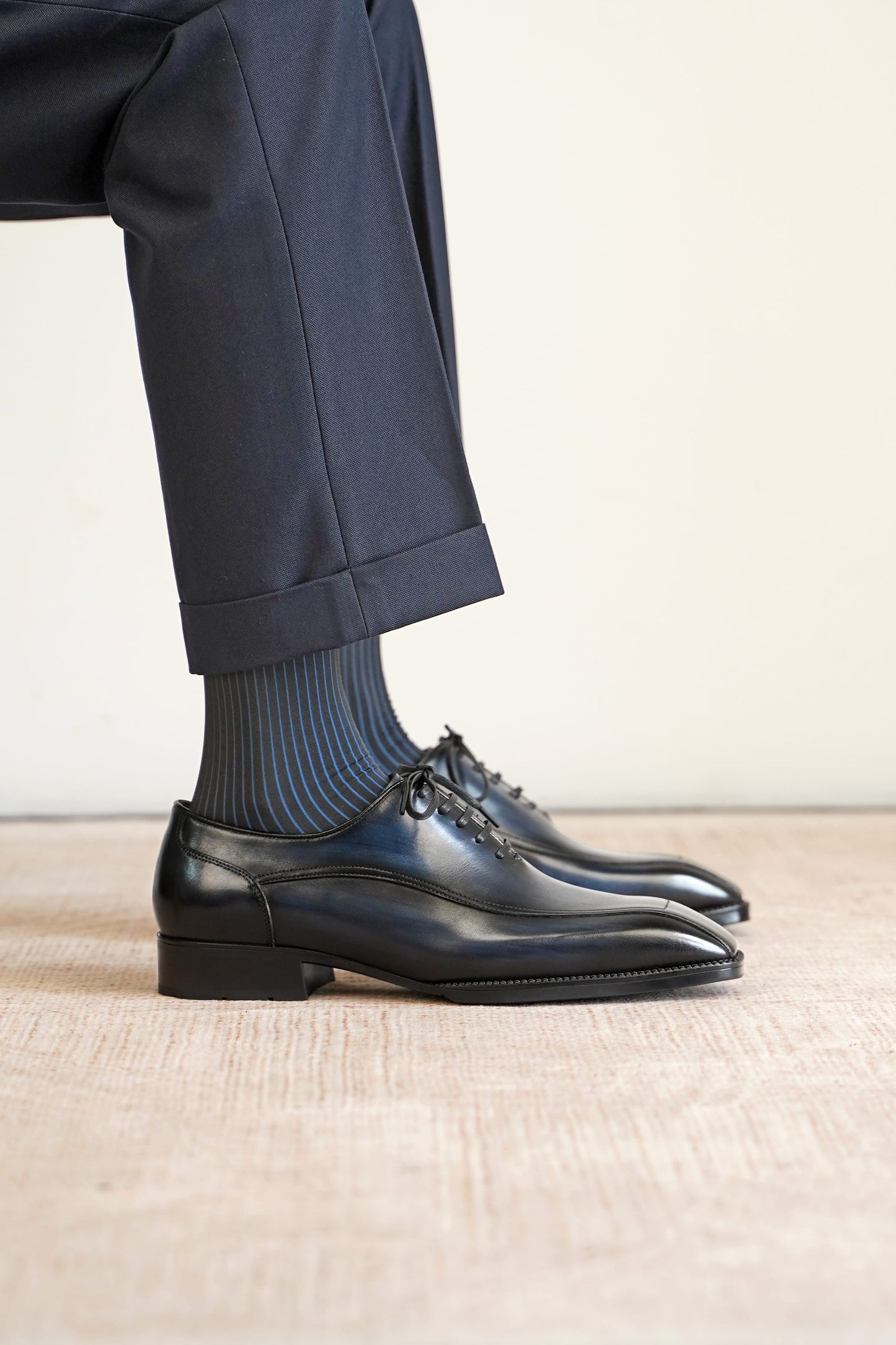 Cannes Chiseled Square-Toe Oxford — Patina Navy Leather