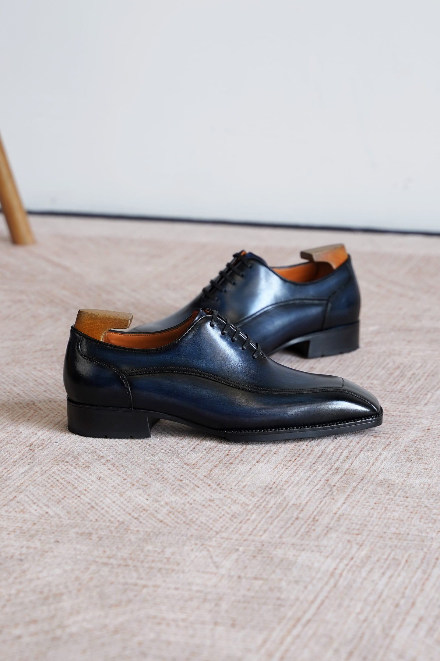 Cannes Chiseled Square-Toe Oxford — Patina Navy Leather