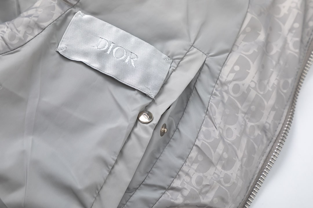 Dior Oblique Silver Quilted Down Jacket