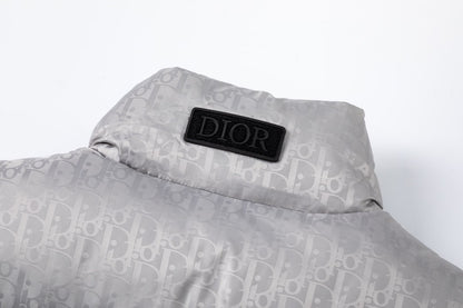 Dior Oblique Silver Quilted Down Jacket