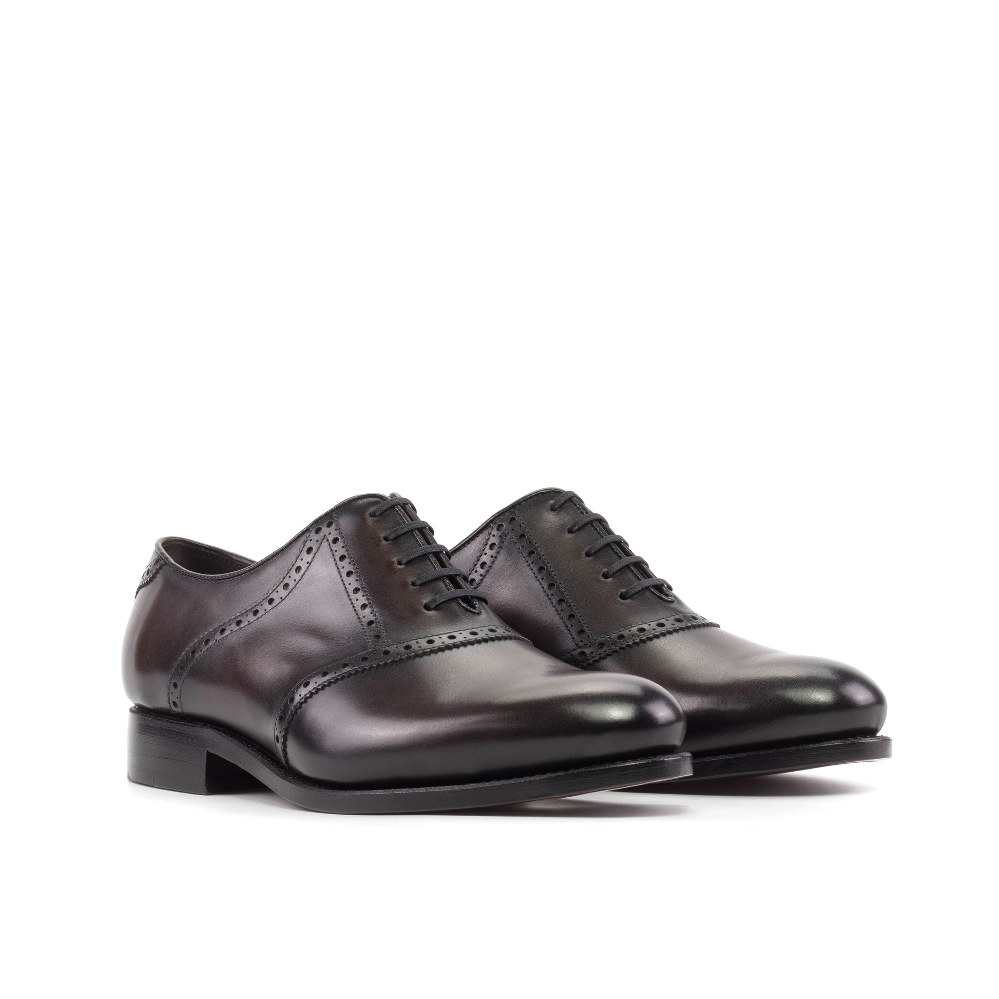 Bespoke Dark Brown Saddle Oxford Shoes | Men's Made-to-Order Dress Shoes Hollo Shoe Bespoke Dark Brown Saddle Oxford Shoes | Men's Made-to-Order Dress Shoes Hollo Shoe