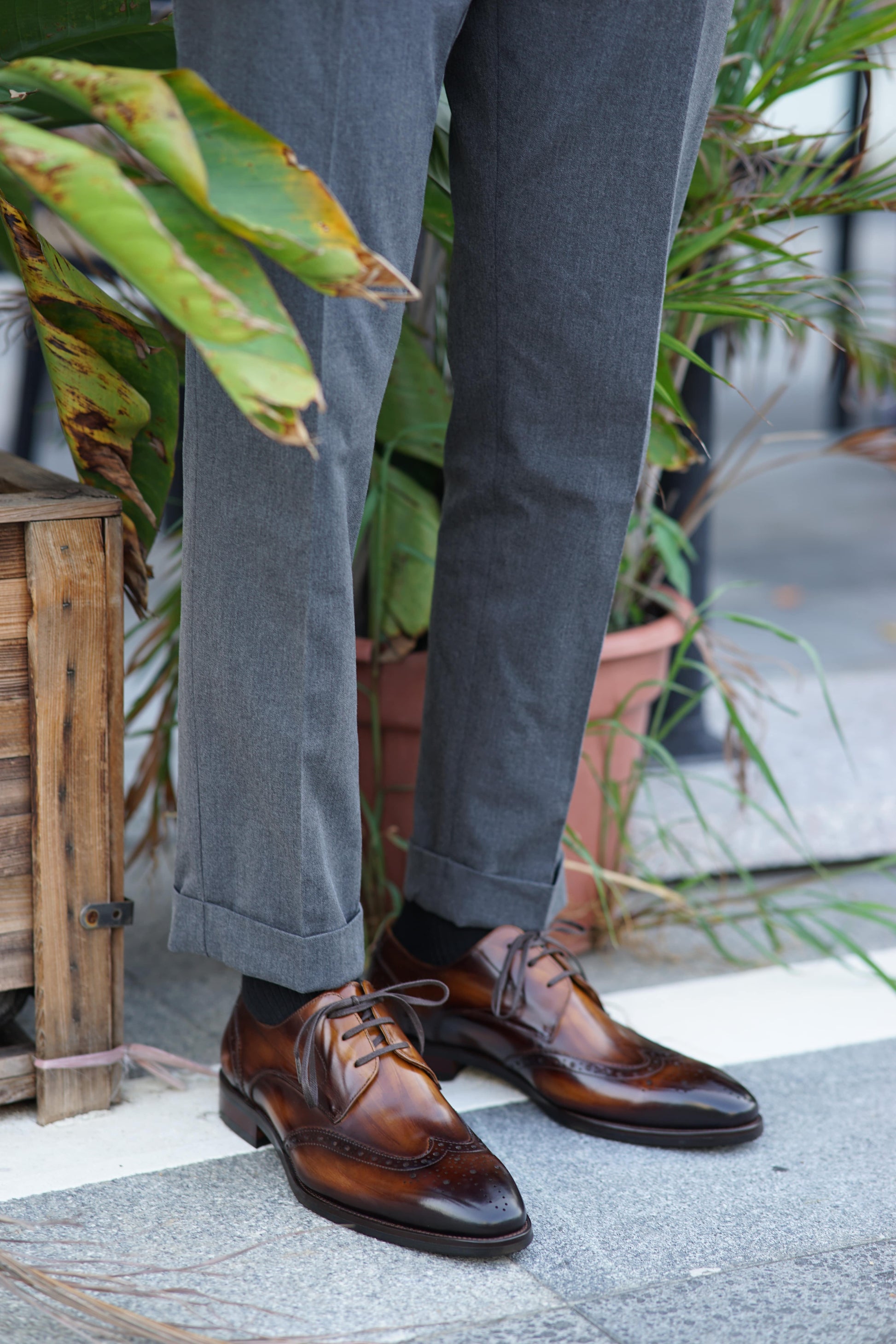 Handmade Brown Wingtip Derby Shoes