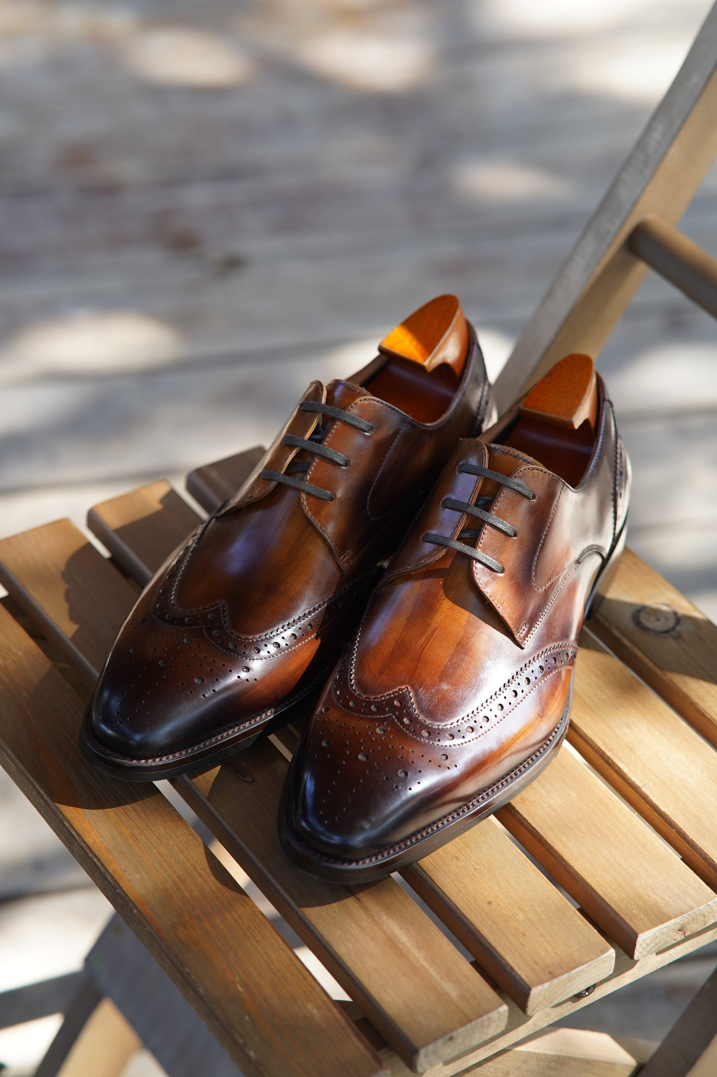 Handmade Brown Wingtip Derby Shoes