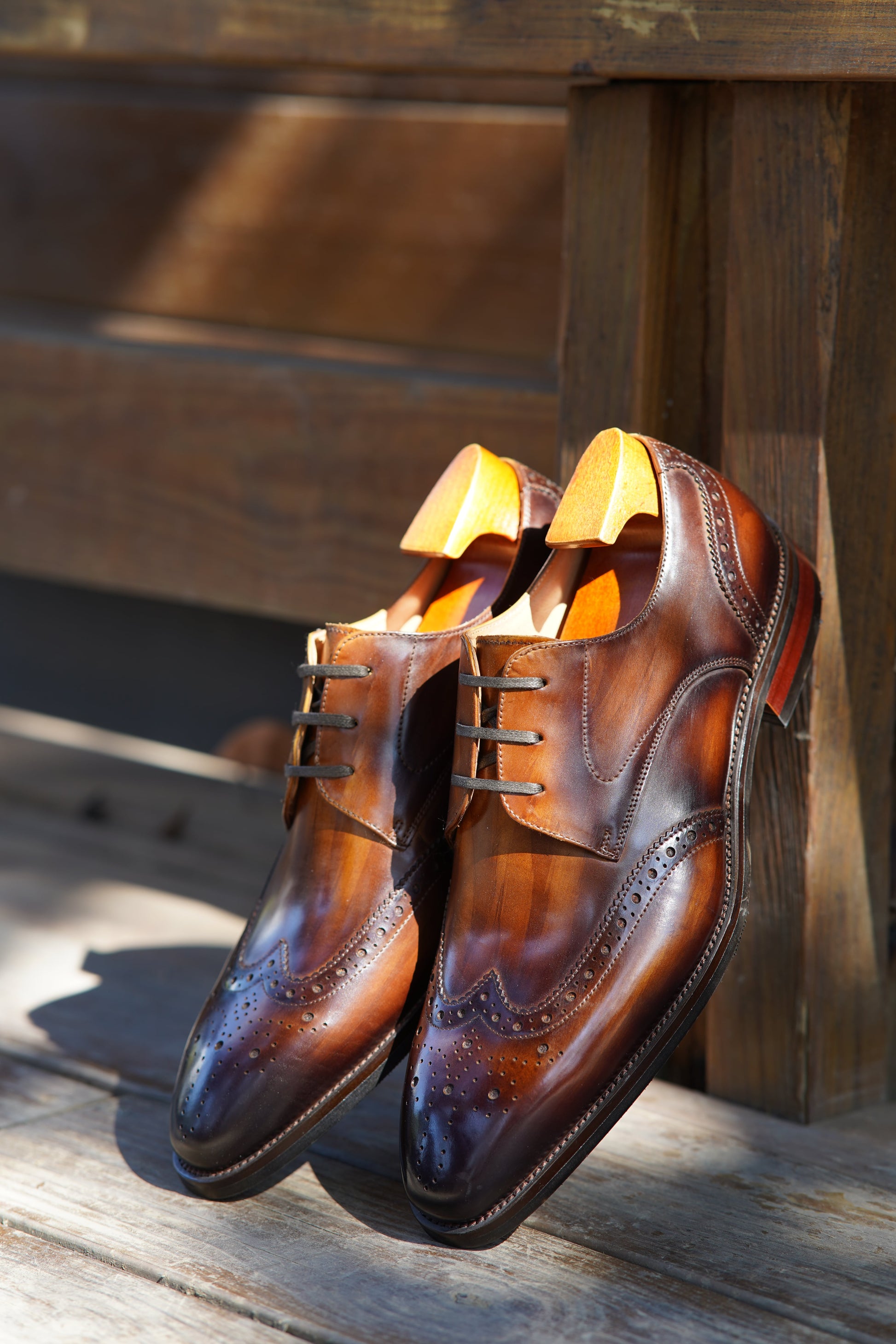 Handmade Brown Wingtip Derby Shoes