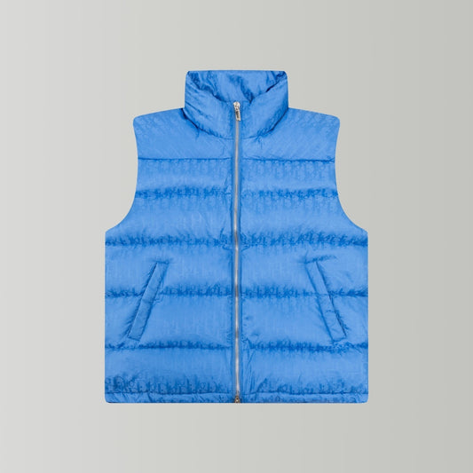 Dior Oblique Sky Blue Technical Jacquard Down Vest Gilet
