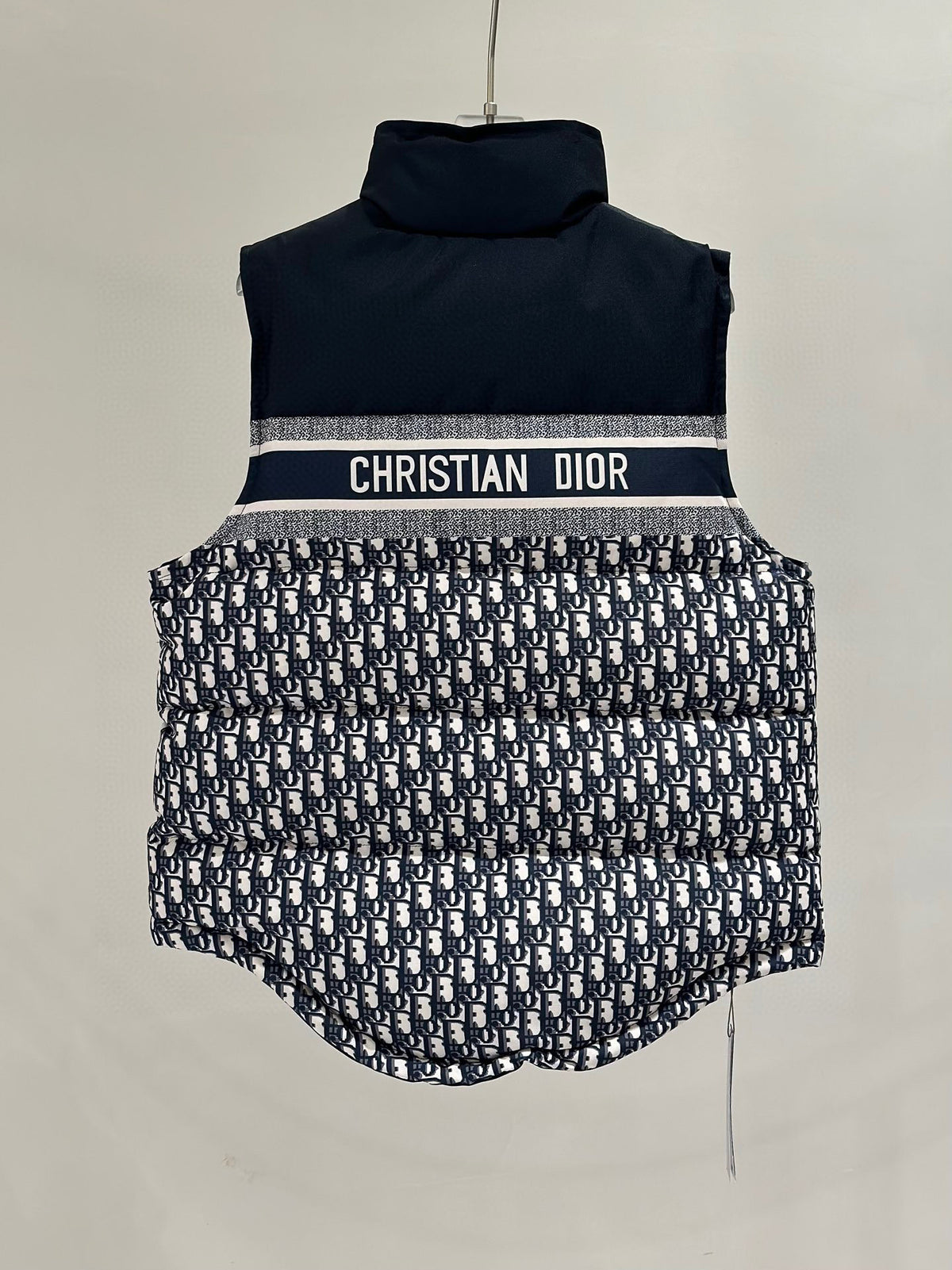 Dior Reversible Puffer Vest - Blue and Ecru Oblique Technical Taffeta Gilet